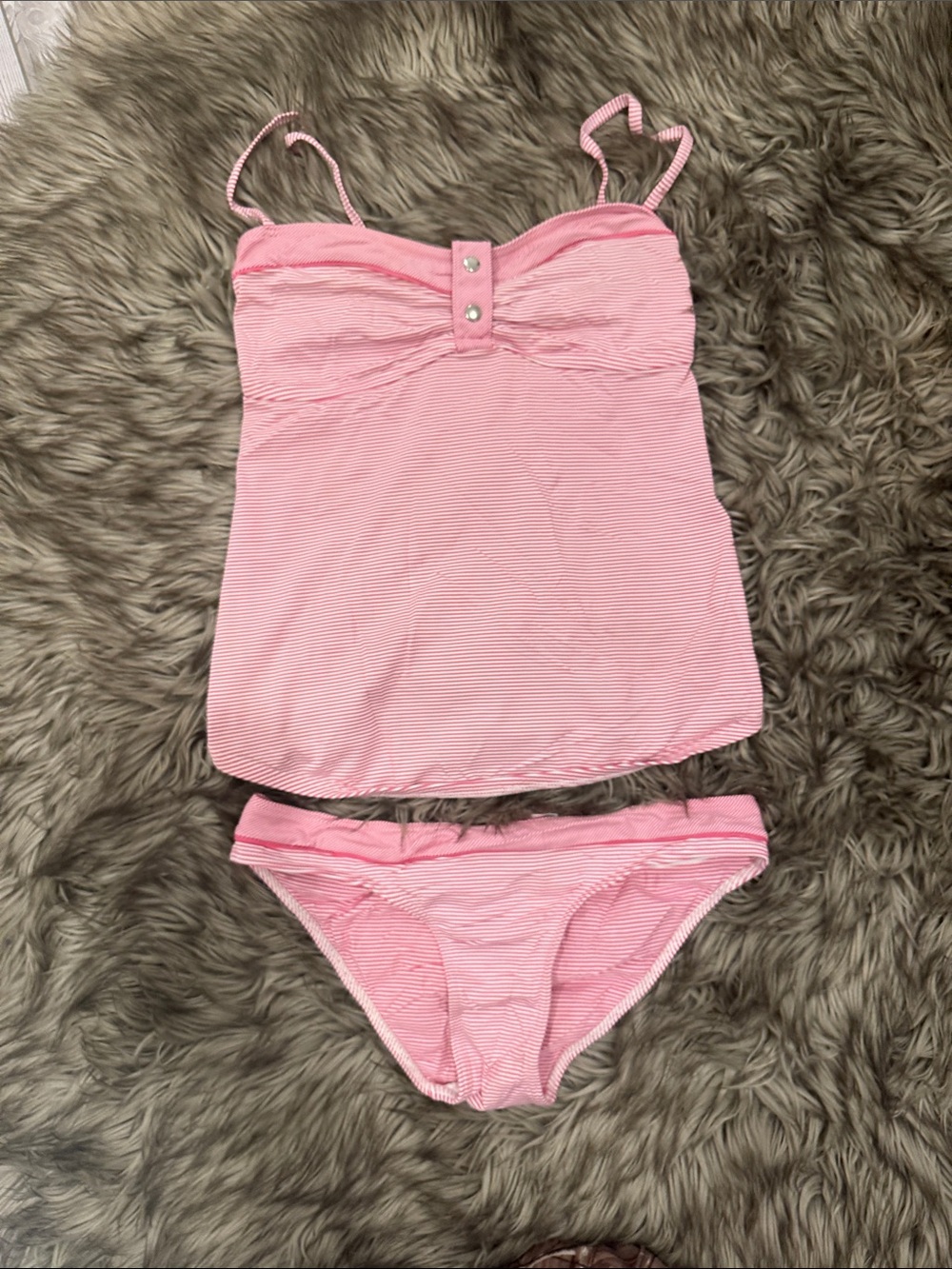 Pez D'Or Pink Striped Tankini Top and Briefs